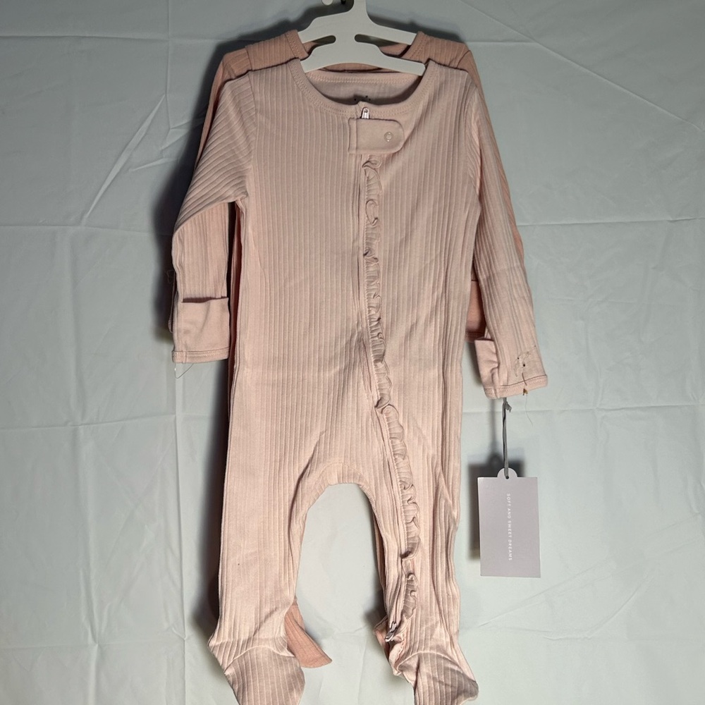 Cloud Island Blush Pink Kids Footie 2-Pack